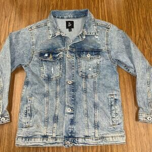 Art Class Denim Trucker Jacket Youth Large 10/12 Distressed Stretch Blue